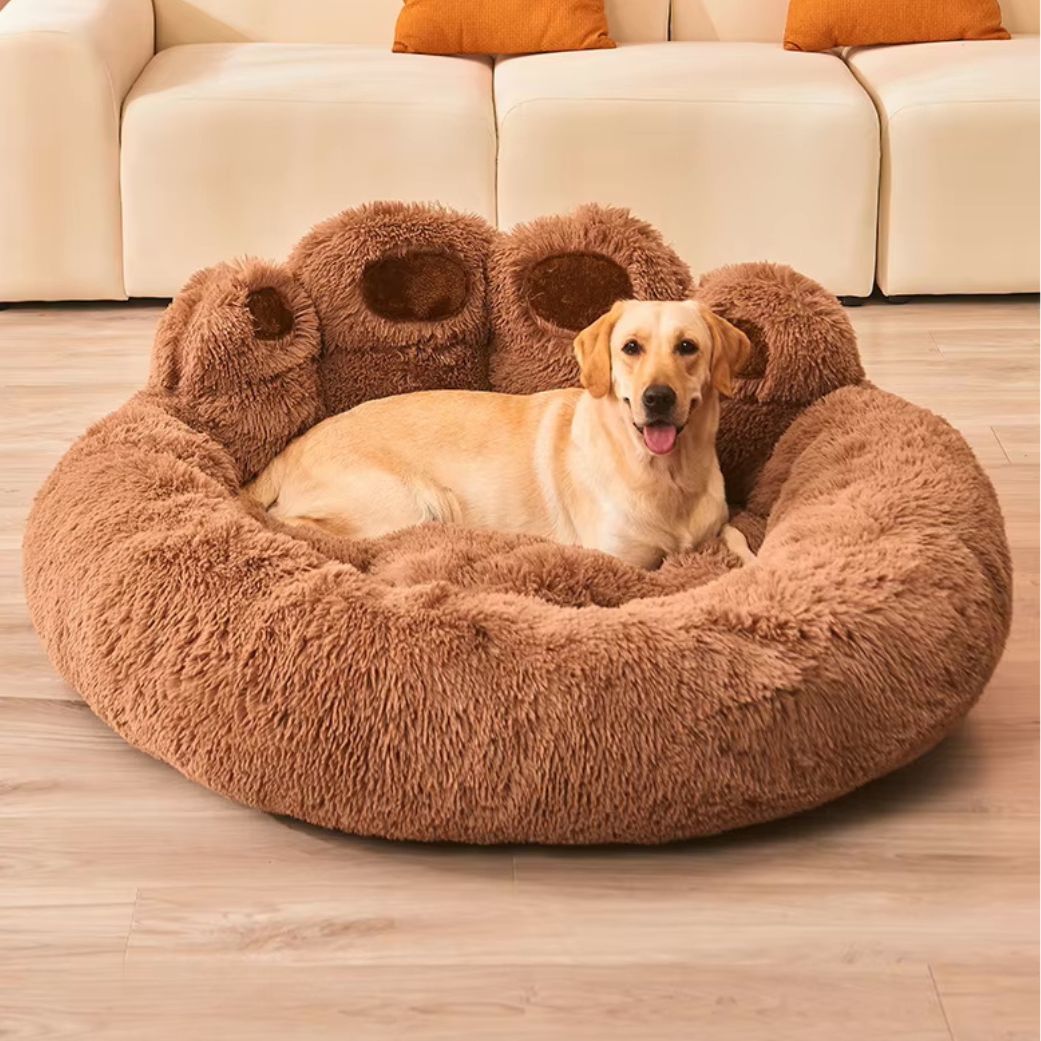 Coussin pour chien patte dours marron