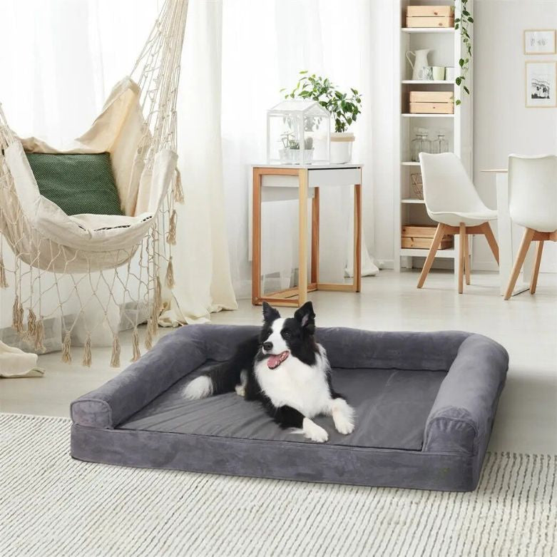 Panier grand chien memoire de forme gris durable