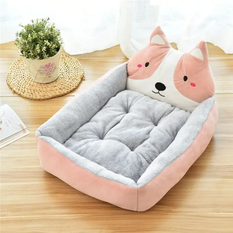 Panier pour chien moelleux kawai rose