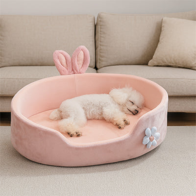 Panier pour chien velours rose douillet déhoussable