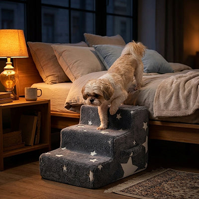 escalier pour chien visibilité nocturne étoiles phosphorescentes lit