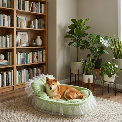 lit pour chien confort reparateur vert salon