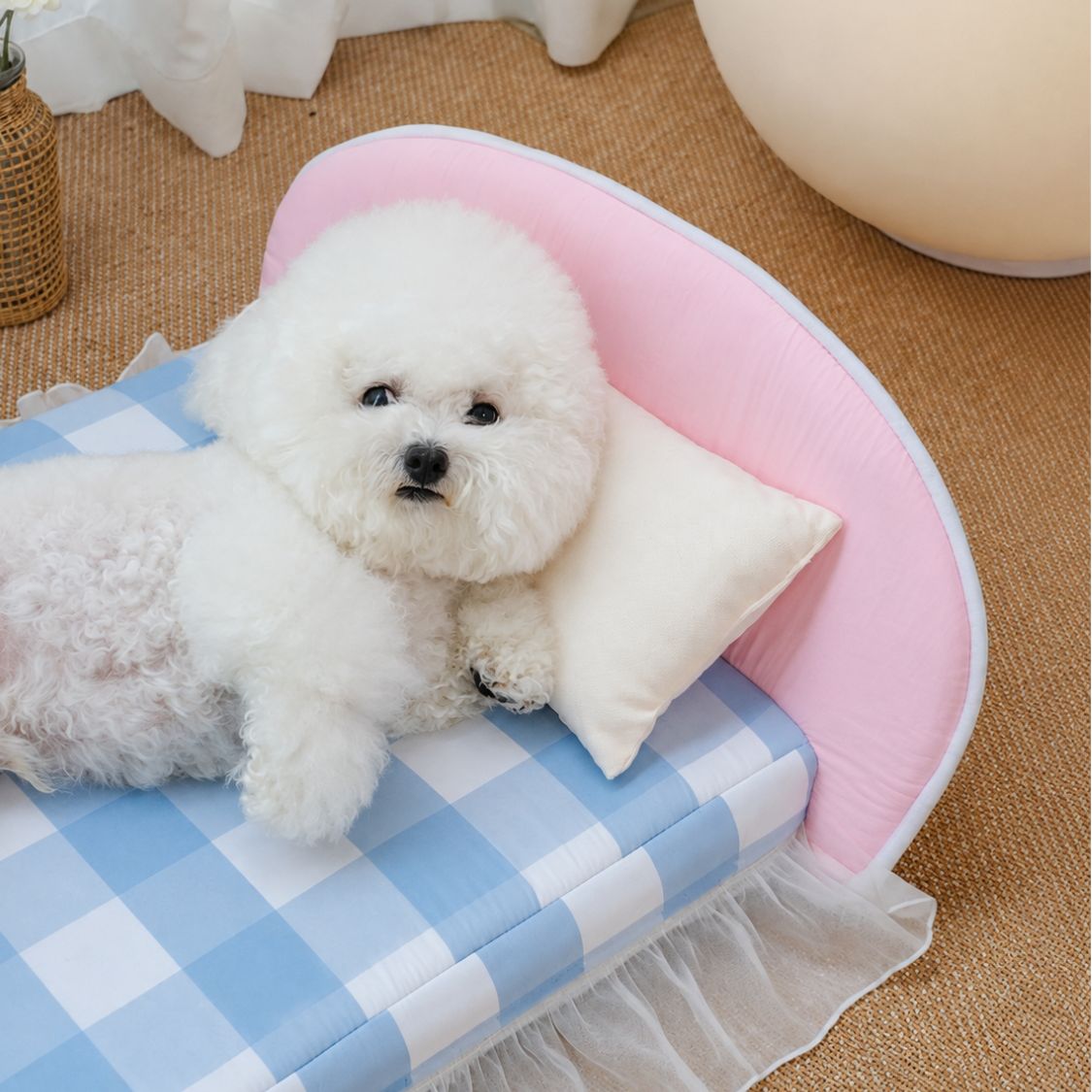lit pour chien impermeable petit chien couchage bleu