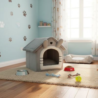 maison pour chien forme lapin peluche douce coussin moelleux