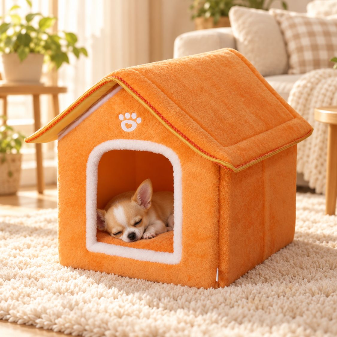 maison pour petit chien orange chiot