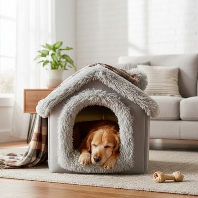 niche pour chien interieur grise refuge chaud petit chien