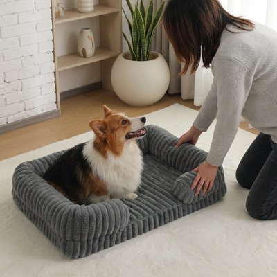 Panier pour chien gris doux