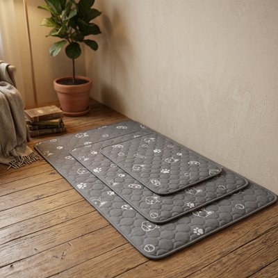 Tapis pour chien absorbant pliable gris pour protection du sol