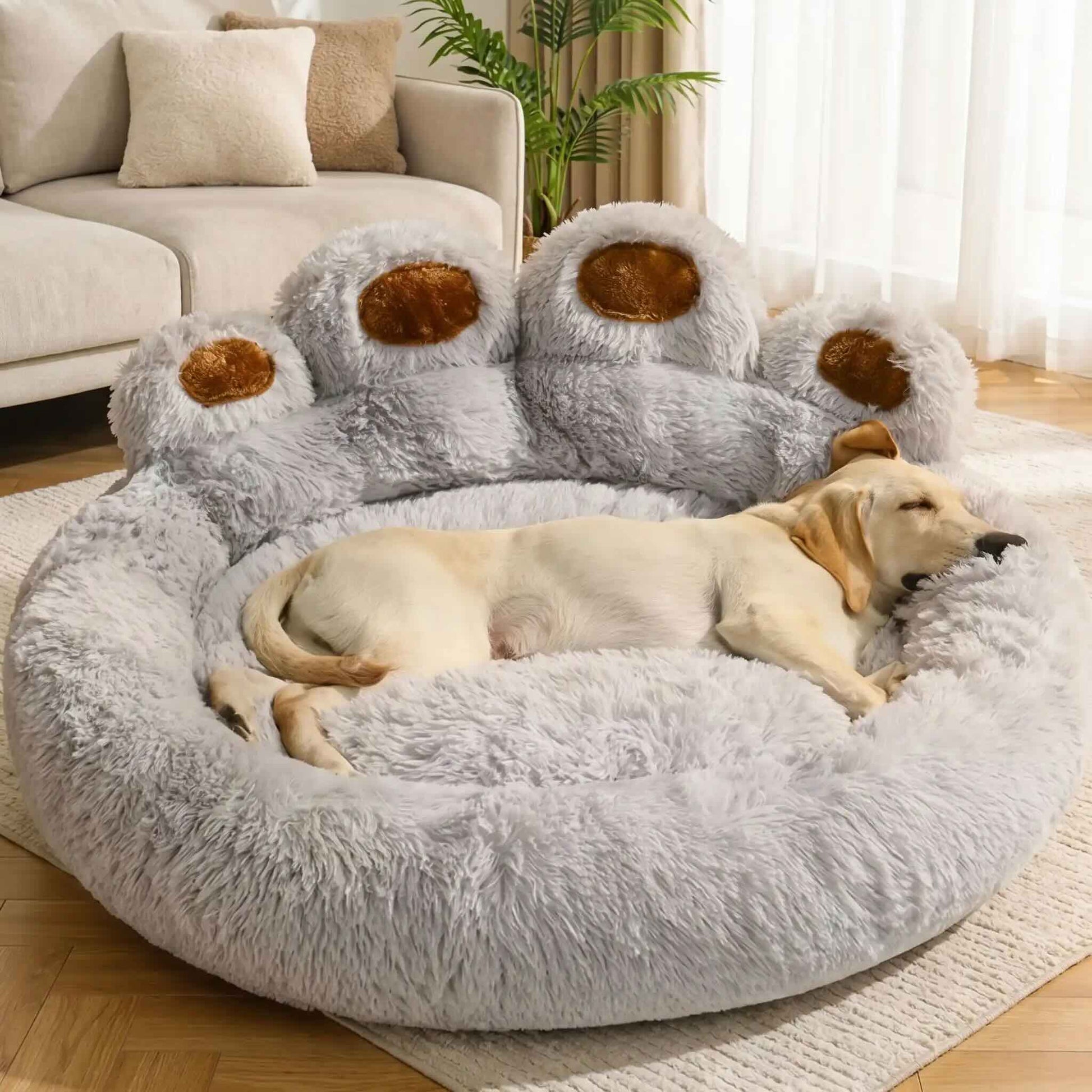 Coussin pour chien patte dours gris