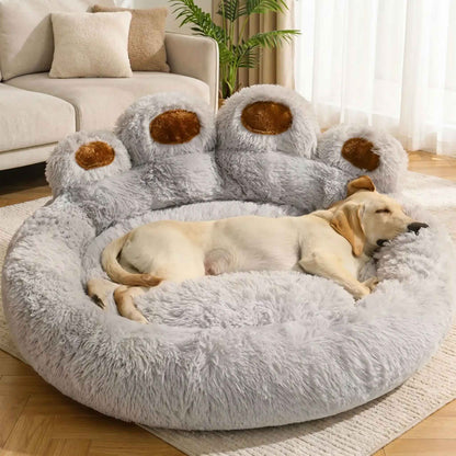 Coussin pour chien patte dours gris