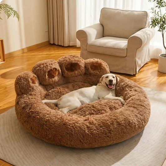 Coussin pour chien patte dours marron doux