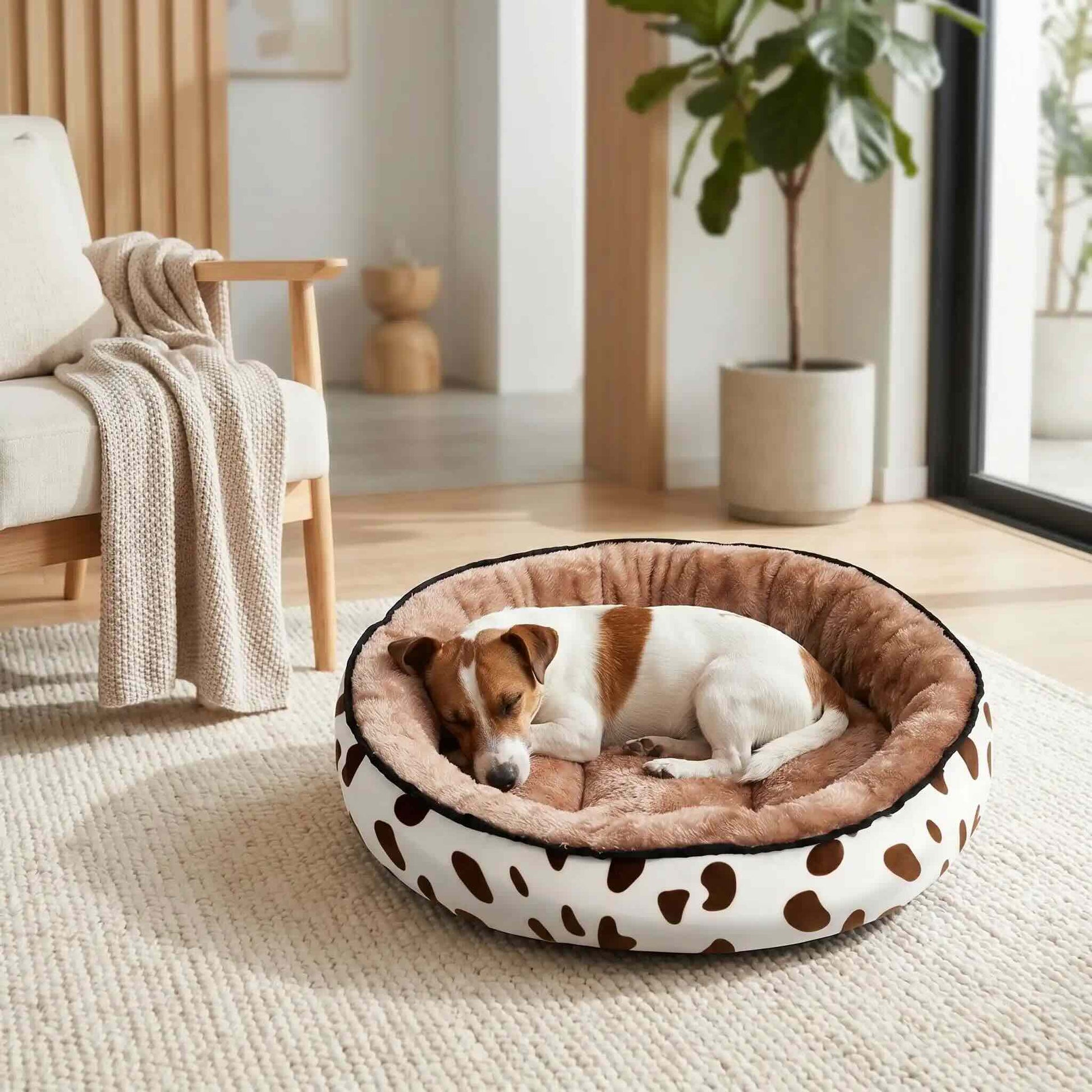 Coussin pour chien reversible marron confortable