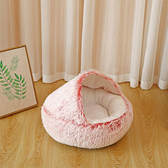 Panier pour chien igloo douillet rose