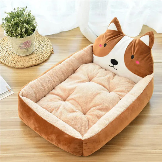 Panier pour chien moelleux kawai marron