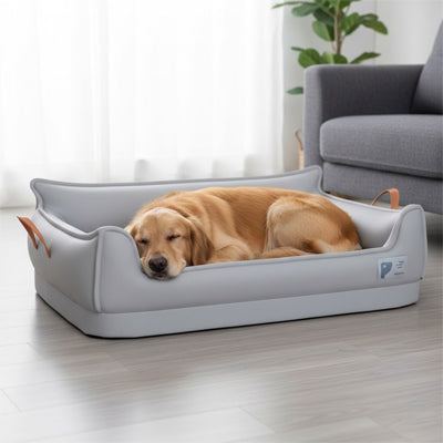 Panier pour chien orthopedique cuir gris