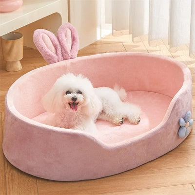 Panier pour chien velours rose doux