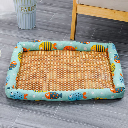 Panier rafraichissant chien rotin naturel respirant rebords confortables