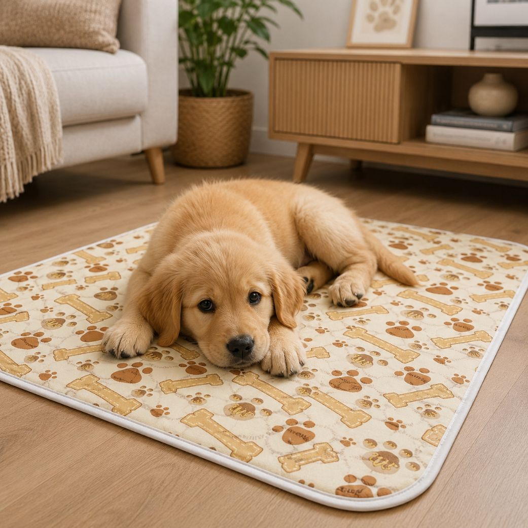 Tapis chien ultra absorbant marron chiot solide
