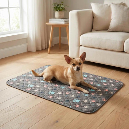 Tapis pour chien absorbant lavable gris chiot