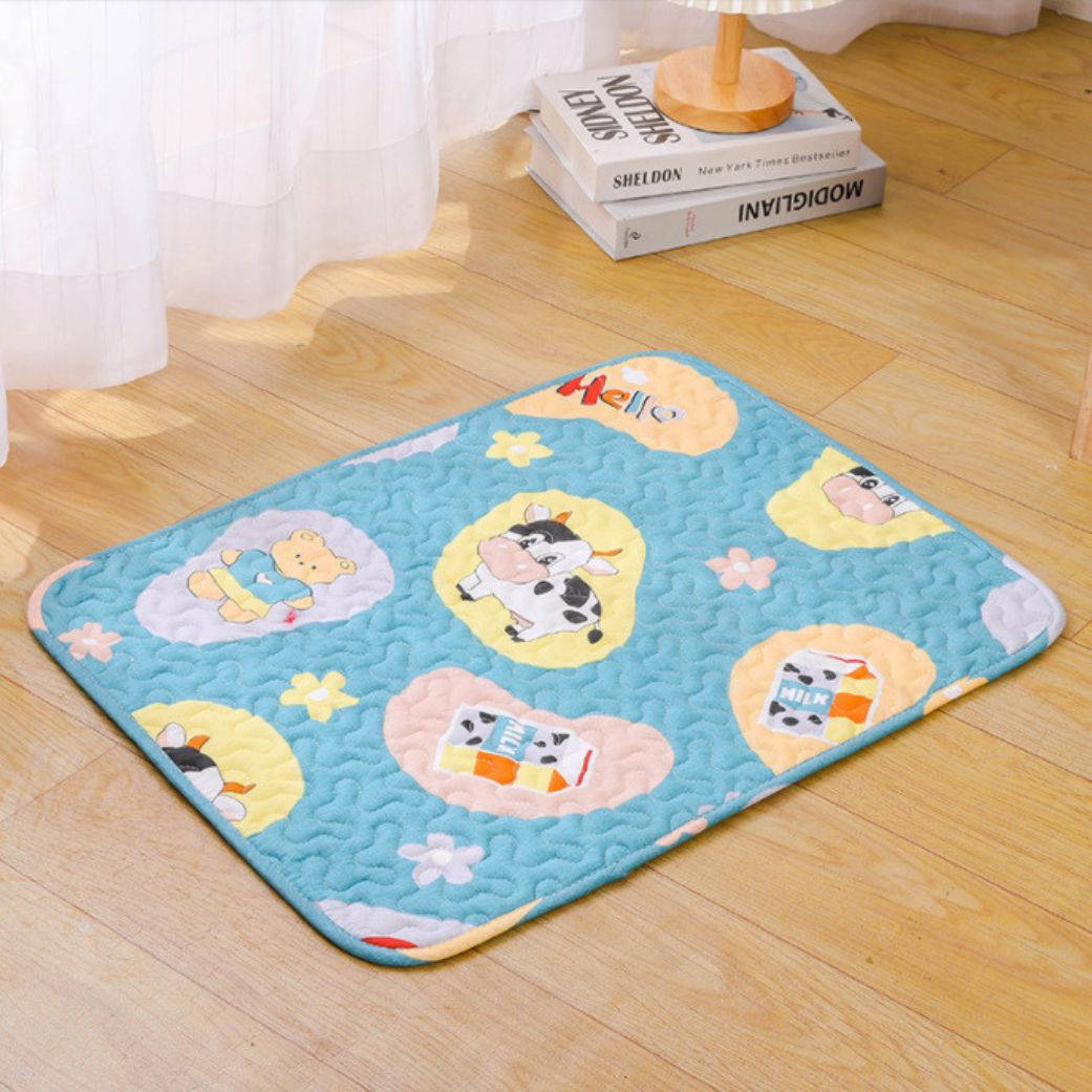 Tapis pour chien antiderapant doux bleu absorbant