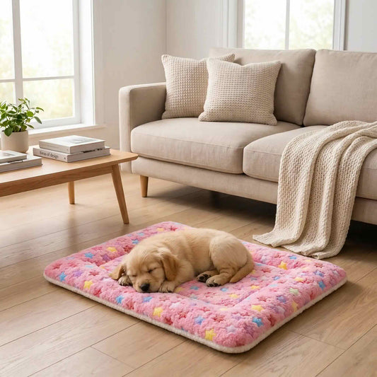 Tapis pour chien couchage douillet rose doux confortable