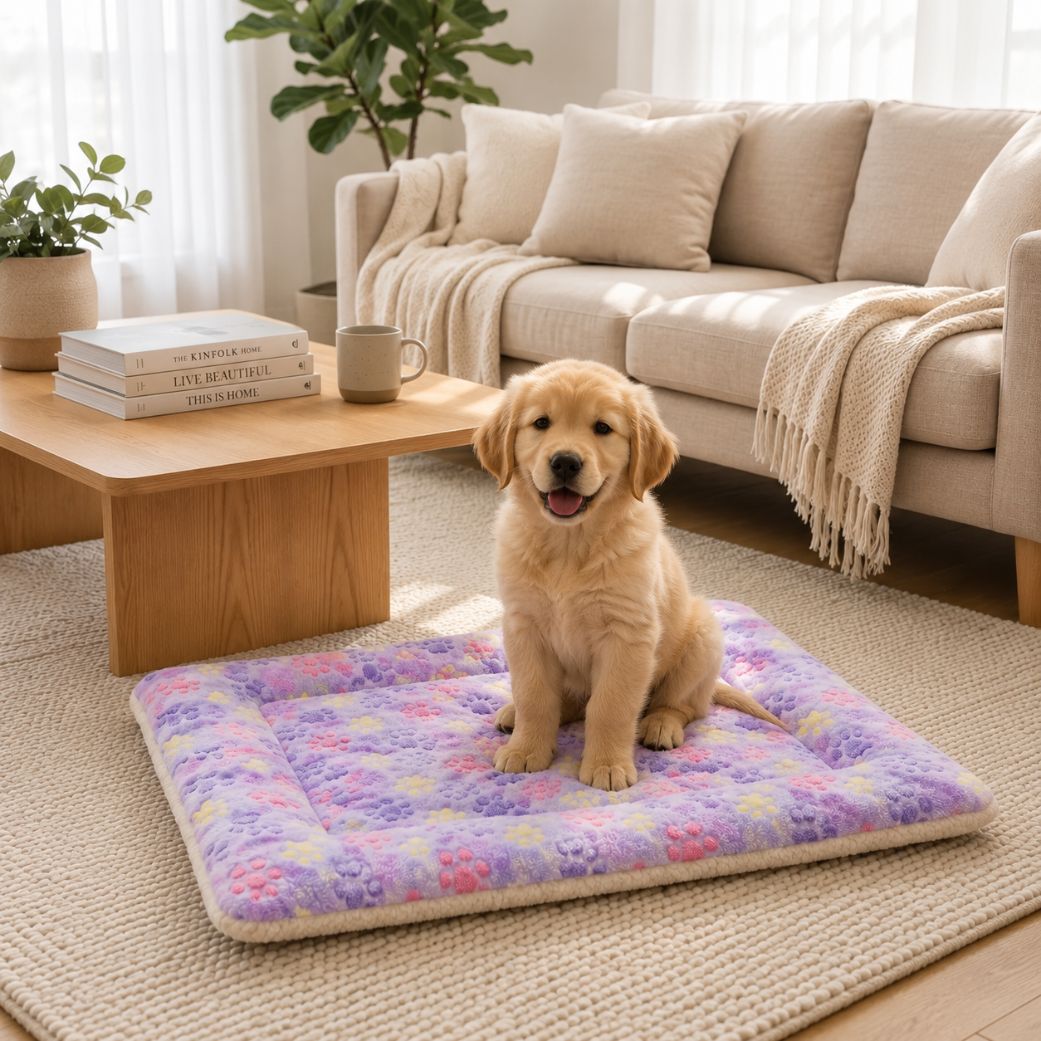 Tapis pour chien couchage douillet violet doux