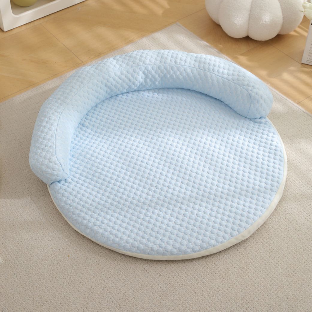 Tapis pour chien rebord rafraichissant bleu rond