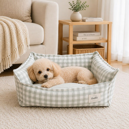 canape chien vichy gris petit chien