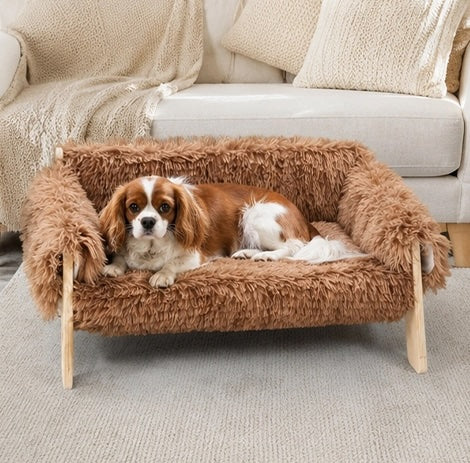 canape pour chien confortable en peluche pour cavalier king charles