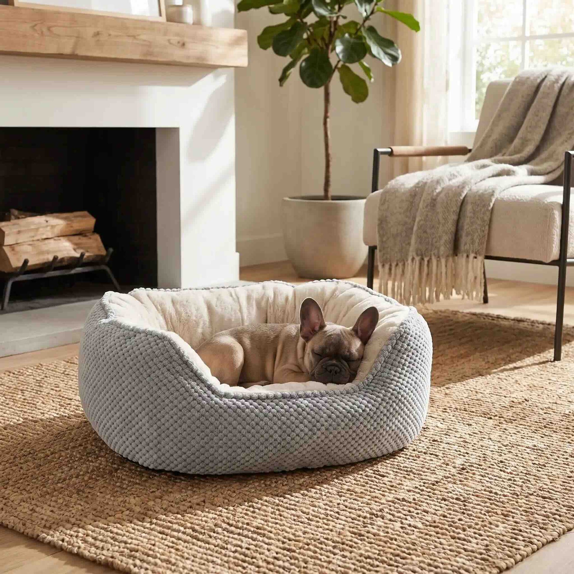 canape pour chien gris clair orthopedique bouledogue francais