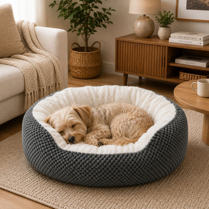 canape pour chien gris fonce chien endormi couchage douillet
