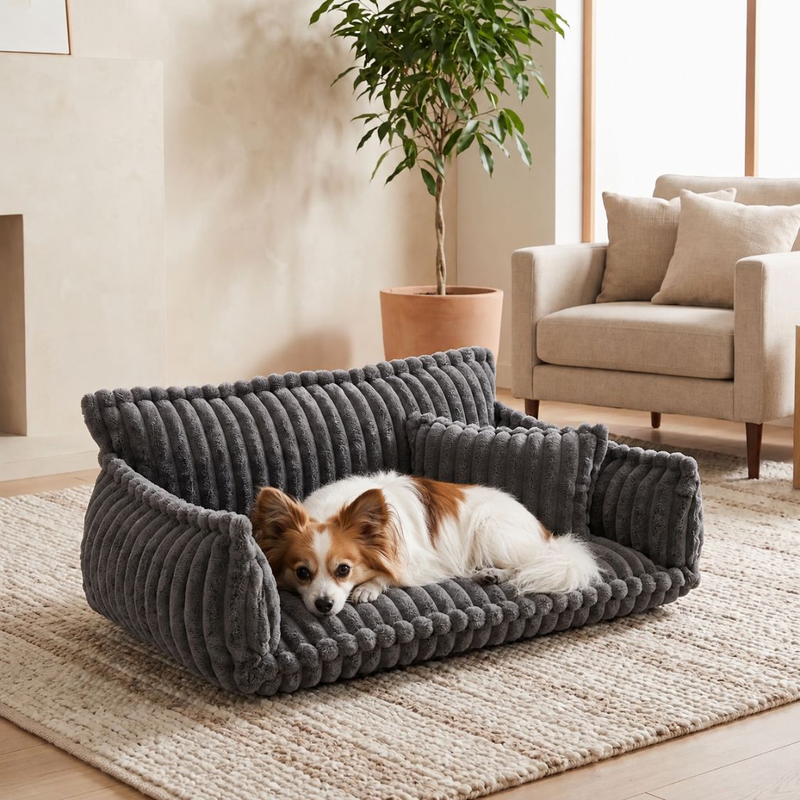 canape pour chien gris noir chien couche rebords rembourres
