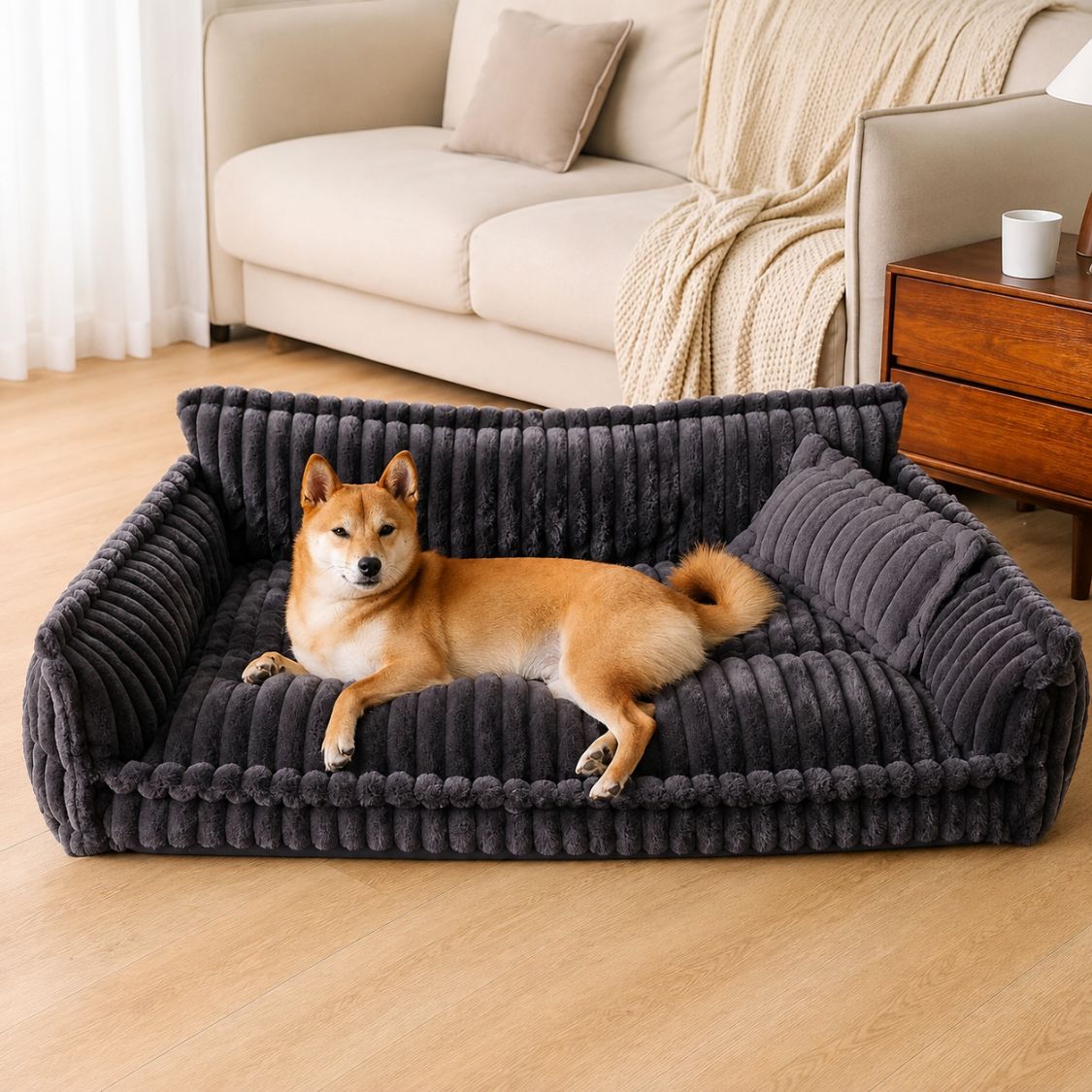 canape pour chien gris noir chien repose accoudoir