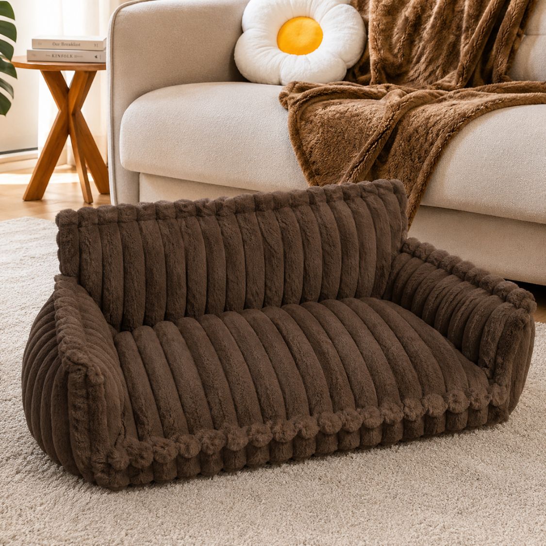 canape pour chien marron chocolat vide double accoudoir