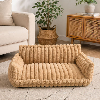 canape pour chien marron clair vide rebords rembourres