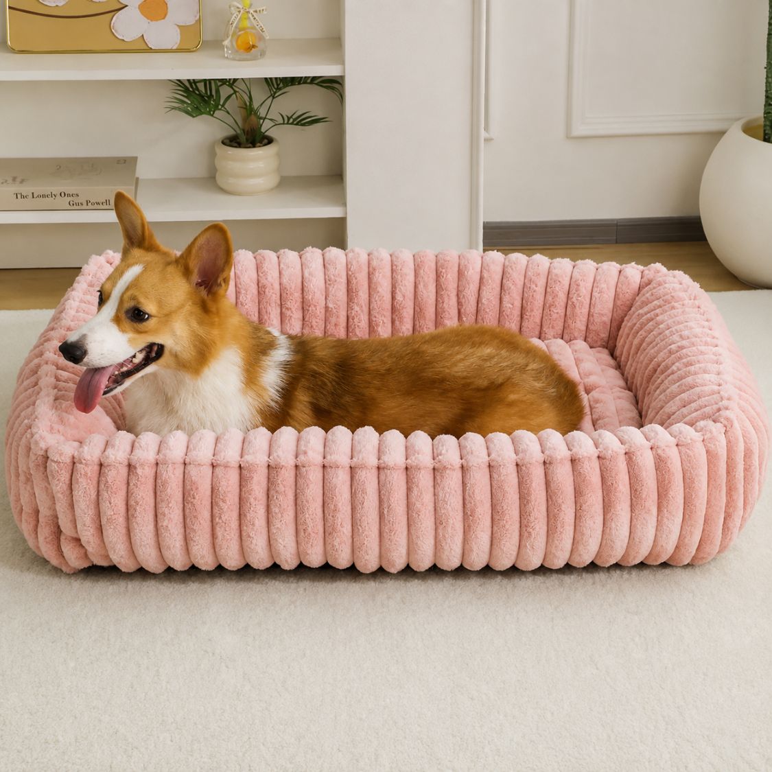canape pour chien rose cocon doux salon