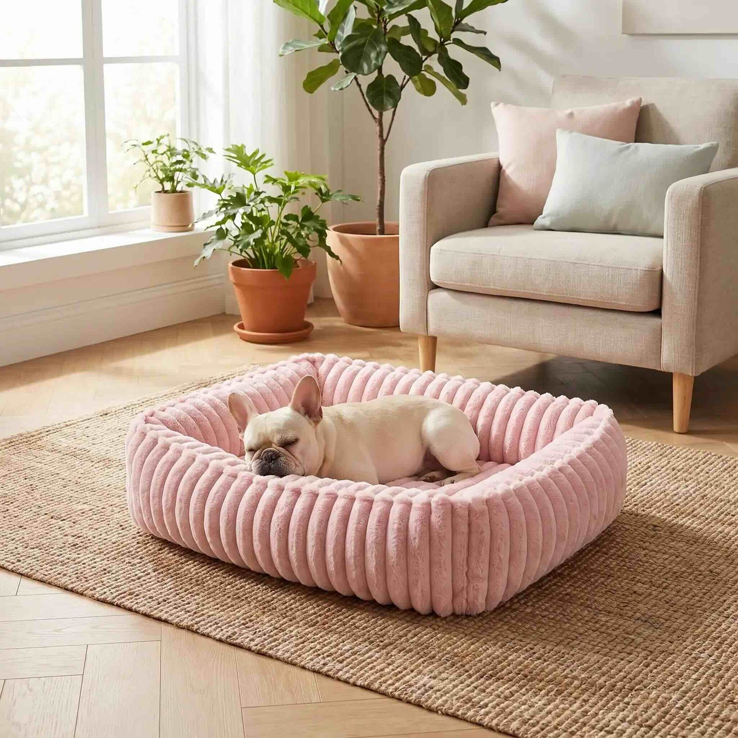 canape pour chien rose confort chien couche