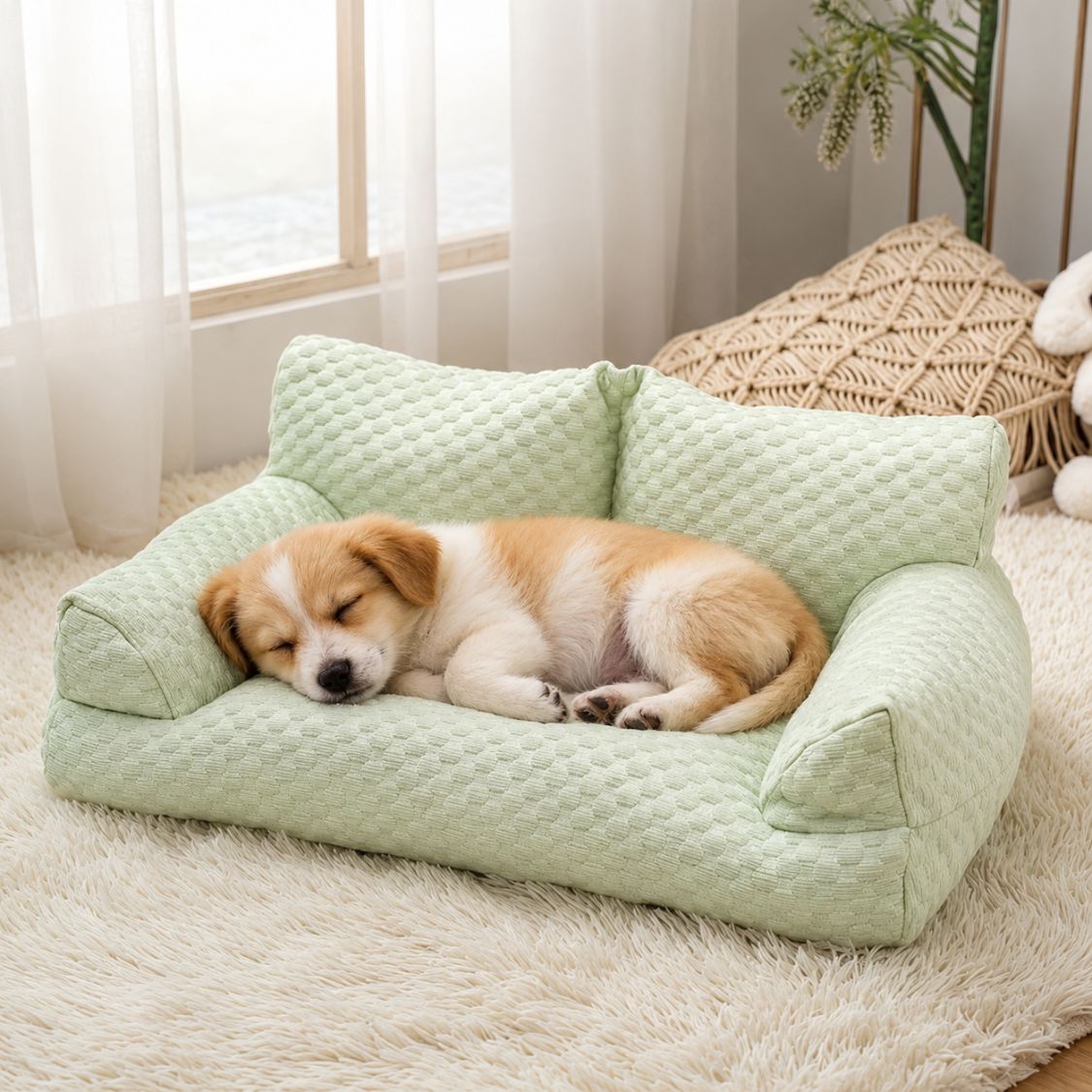 canape pour chien vert chien endormi confort