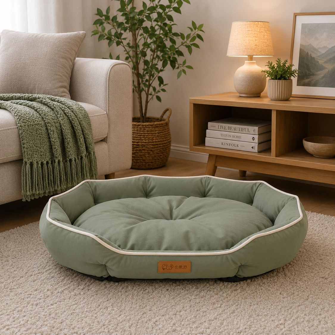canape pour chien vert confort enveloppant