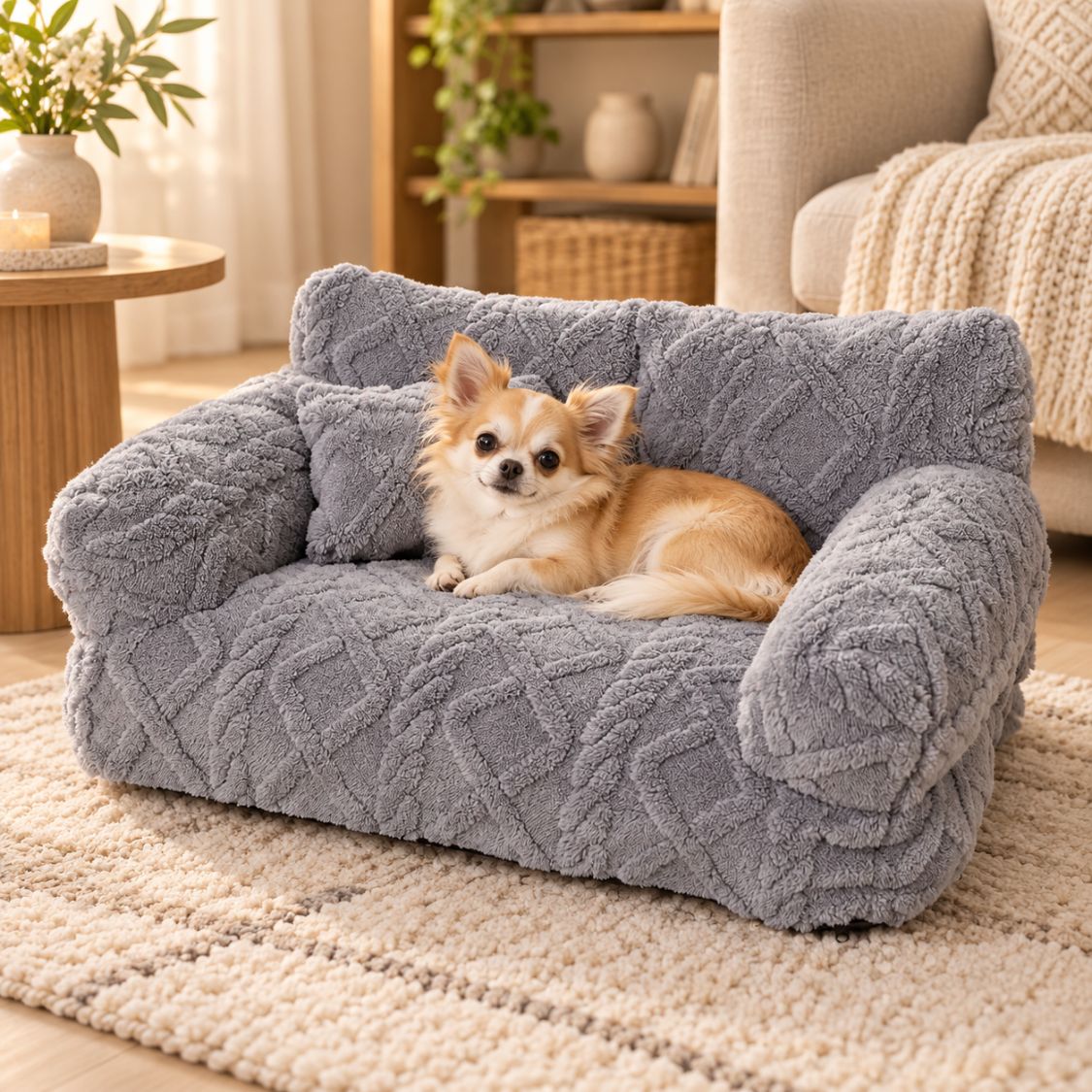 canape pour petit chien gris chihuahua