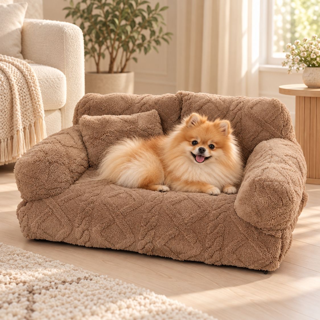 canape pour petit chien marron spitz nain
