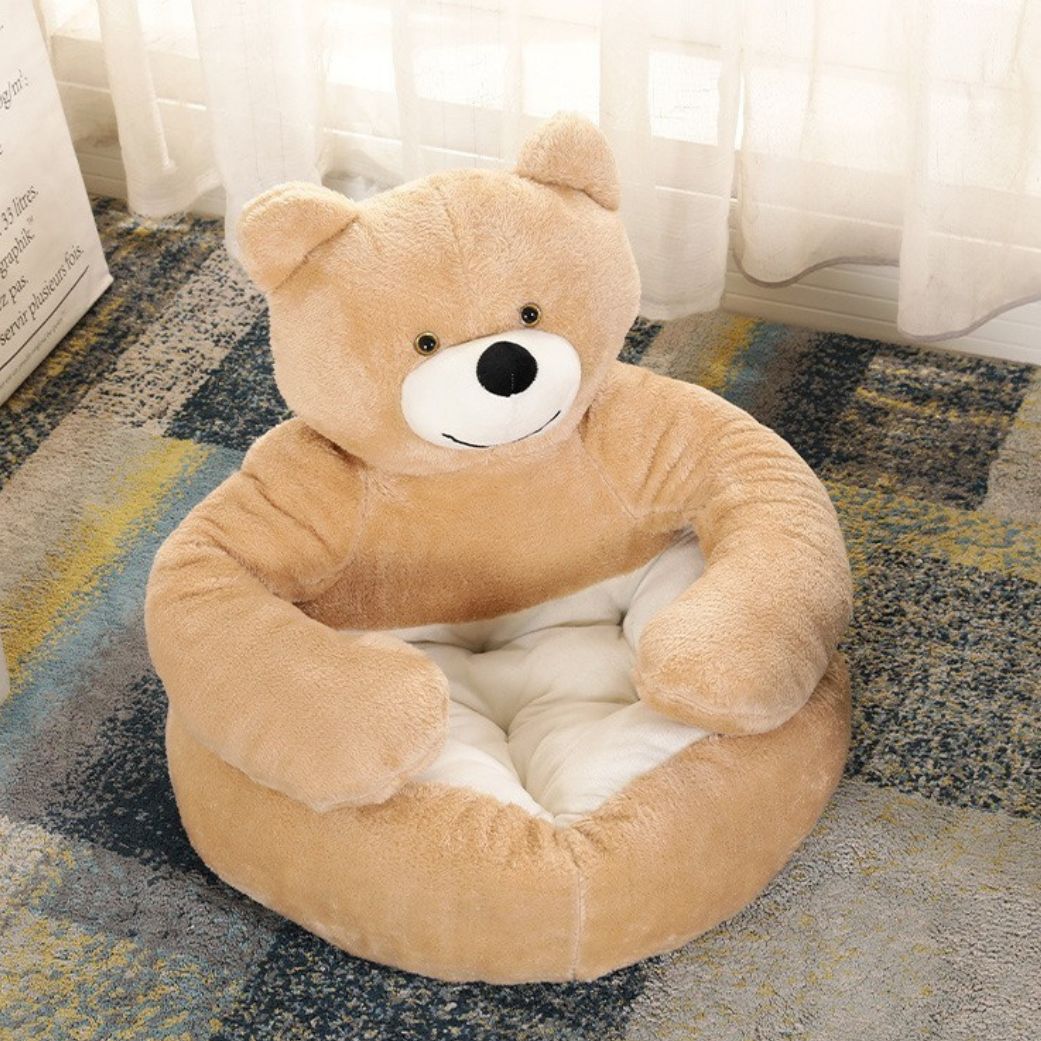 coussin anti stress chien nounours apaisant beige