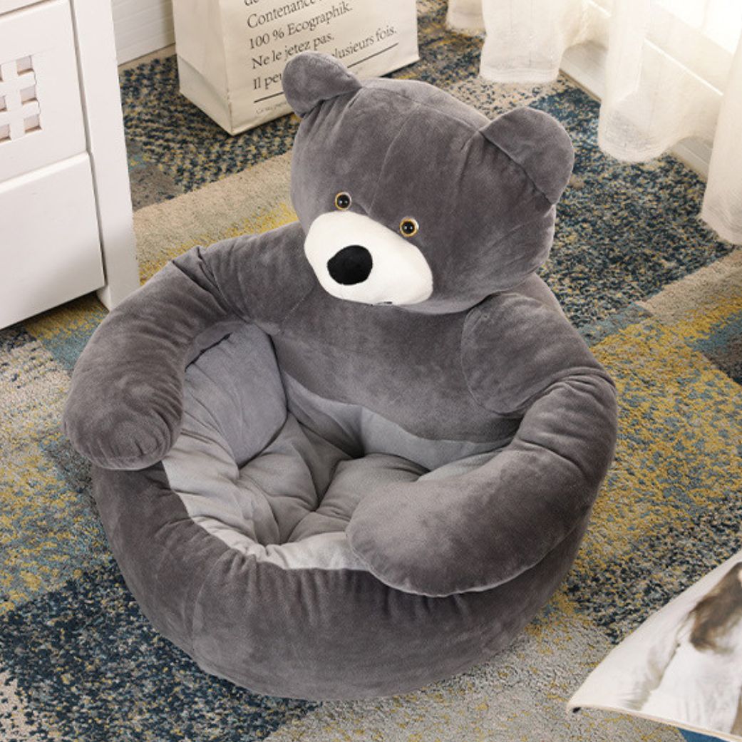coussin anti stress chien nounours apaisant gris