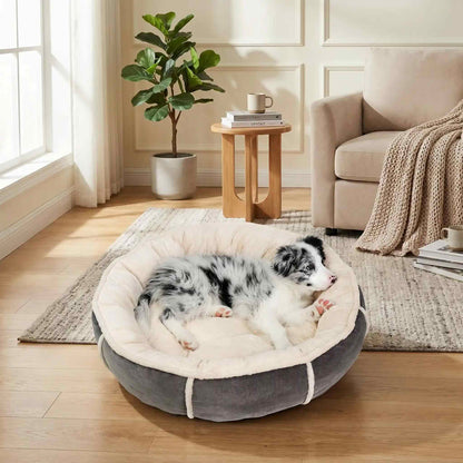 coussin anti stress chien rebords moelleux gris