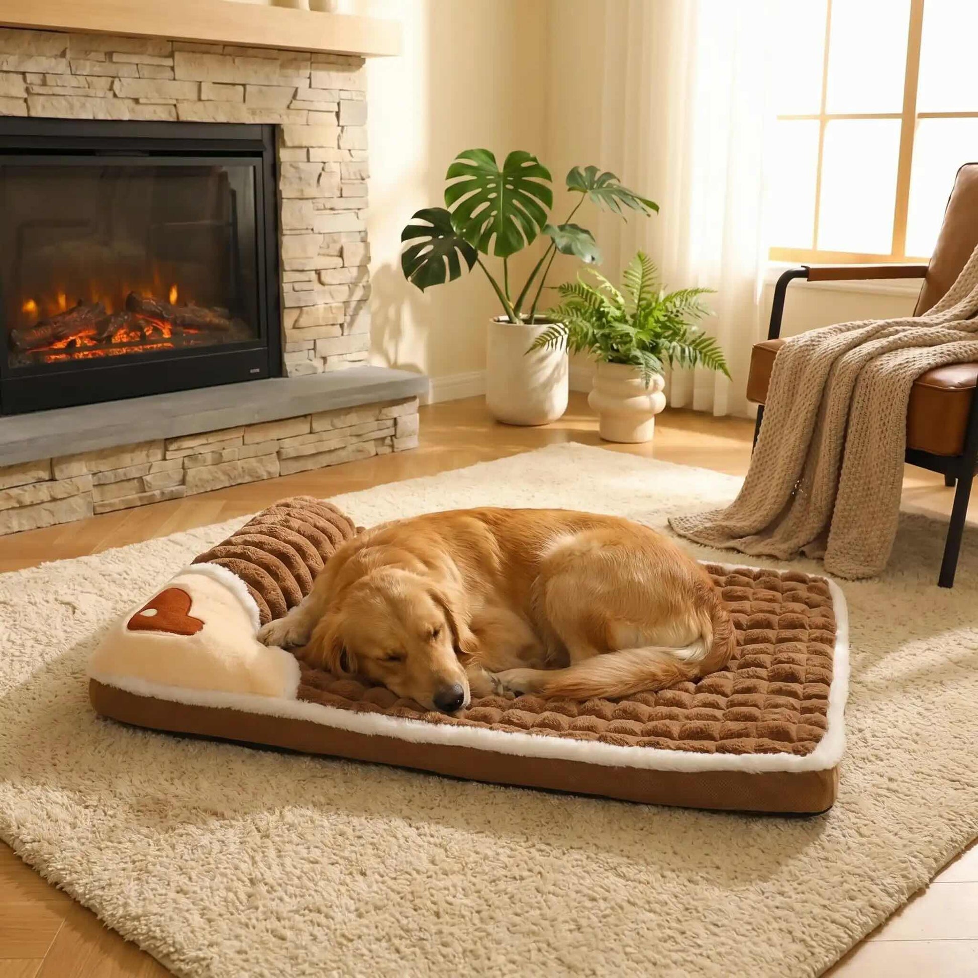 coussin chien dehoussable orthopedique marron