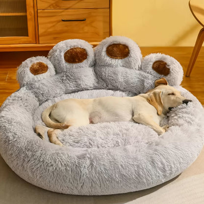Panier cocon pour chien – patte d’ours gris