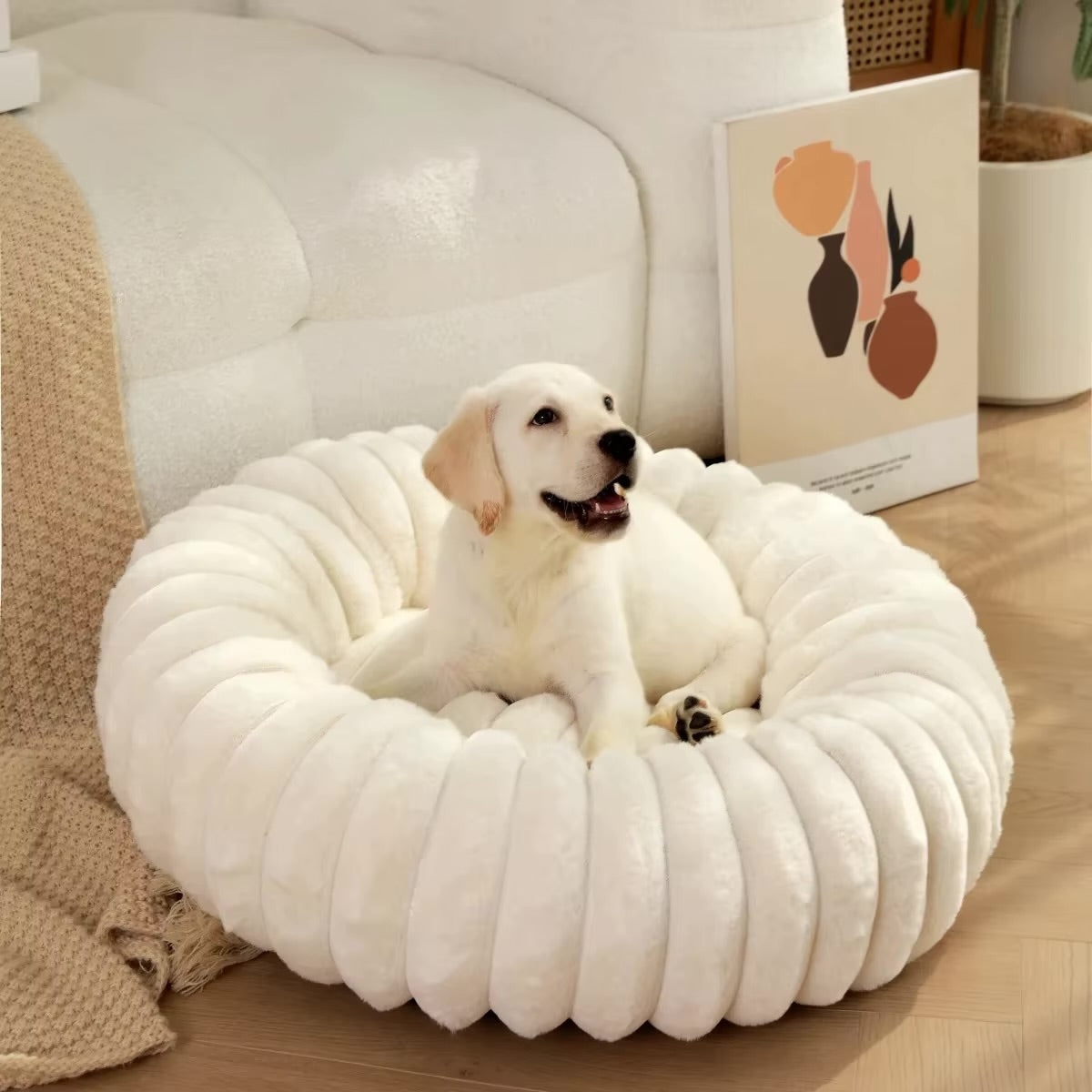 coussin pour chien fourrure douce blanc