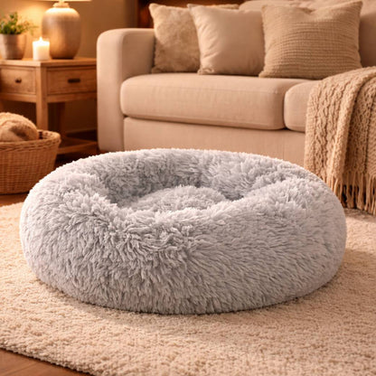 coussin pour chien moelleux cocon gris