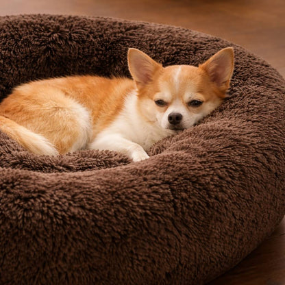coussin pour chien moelleux cocon marron
