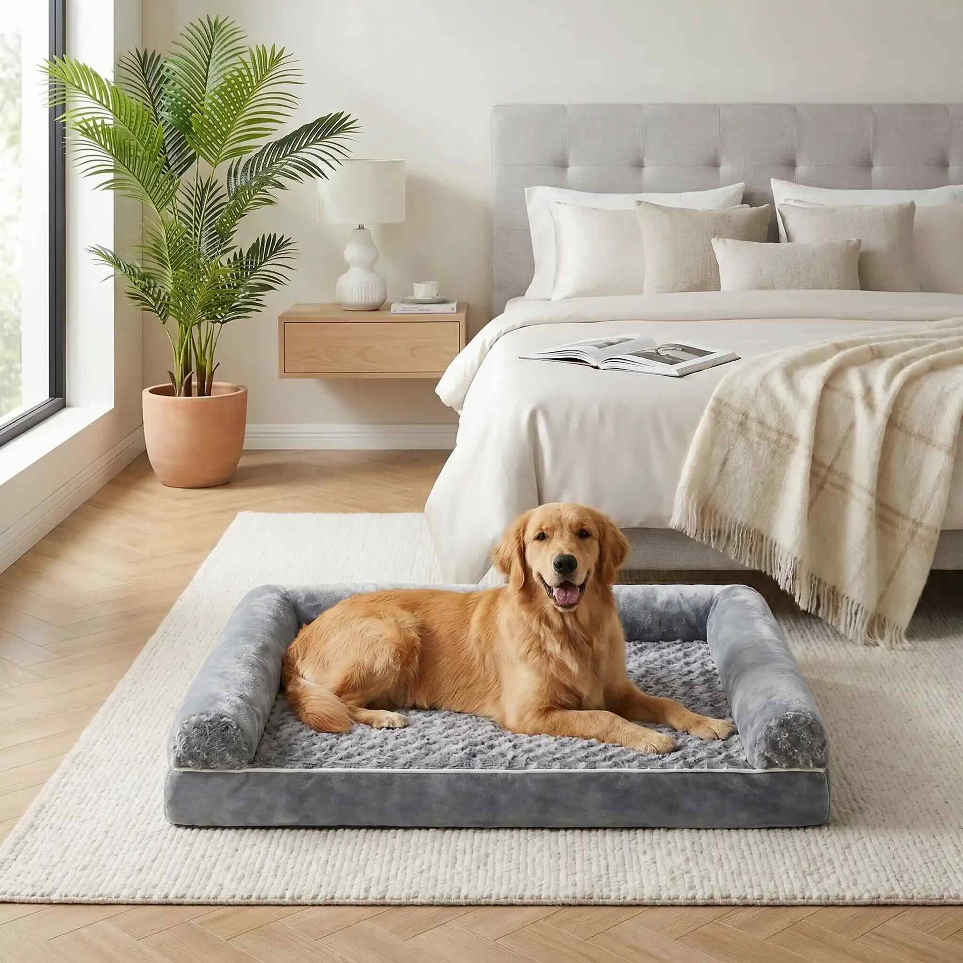 coussin pour chien orthopedique memoire de forme gris